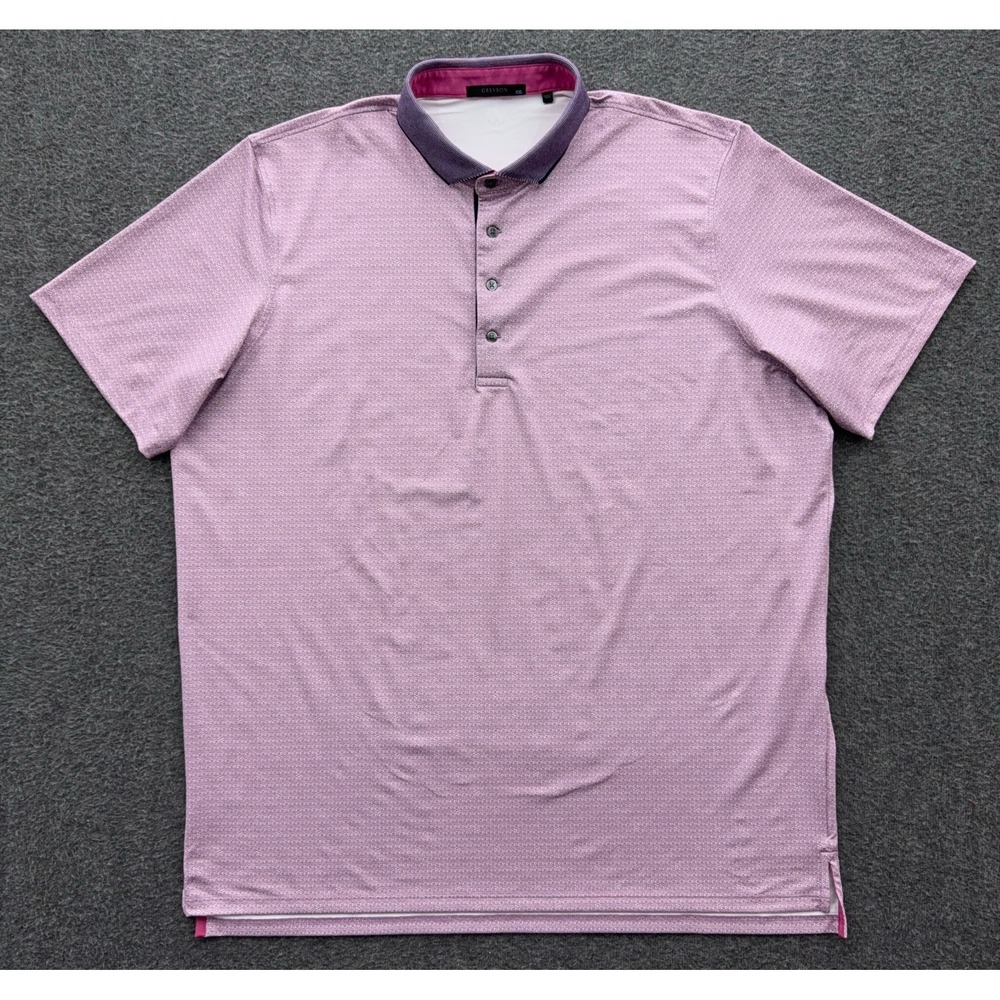 Greyson Polo Shirt Mens XXL Purple White Geometric Performance Short Sleeve Golf
